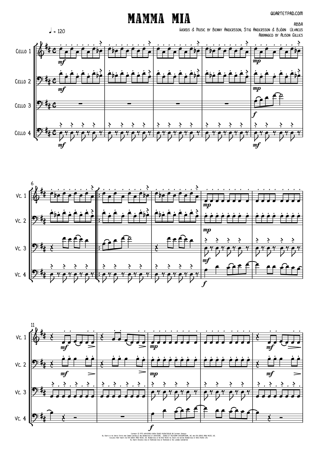 Mamma Mia (arr. Alison Gillies)