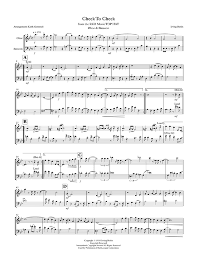 Cheek To Cheek (arr. Keith Gemmell)