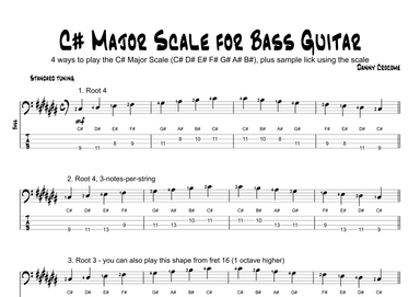 C# Major Scale for Bass Guitar (4 Ways to Play)
