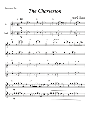 The Charleston (Saxophone Duet) (arr. P. R. Frederick)