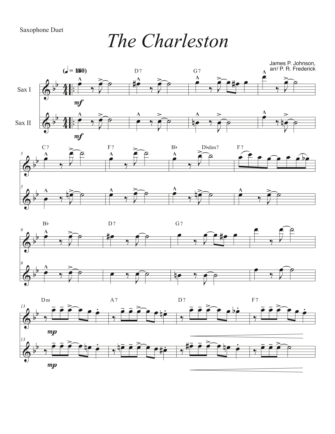 The Charleston (Saxophone Duet) (arr. P. R. Frederick)