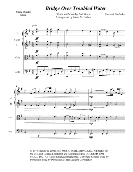 Bridge Over Troubled Water (arr. James M. Guthrie, ASCAP)