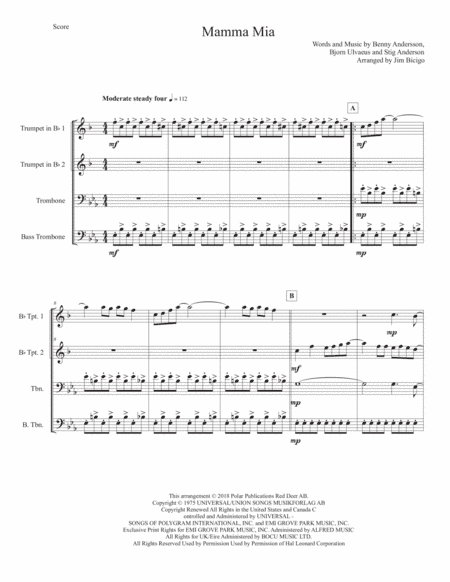 Mamma Mia (arr. Jim Bicigo)