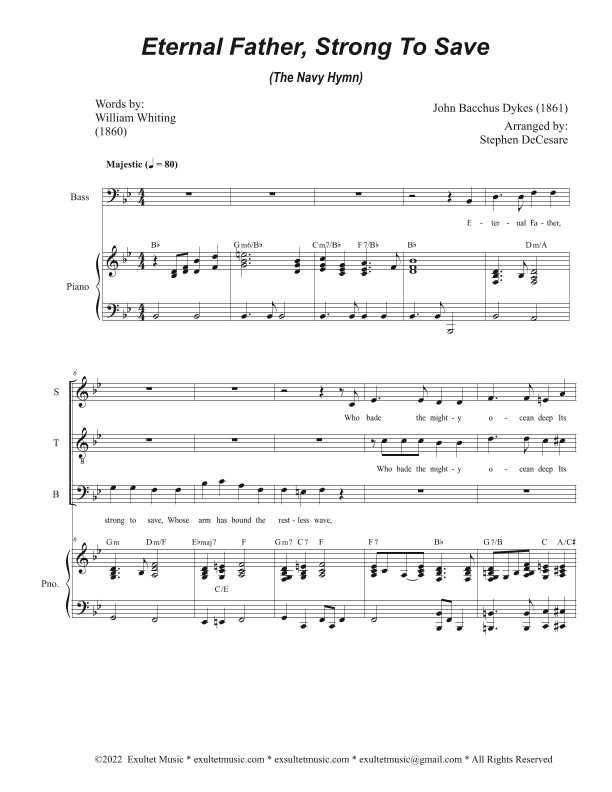 Eternal Father, Strong To Save (The Navy Hymn) (Vocal Quartet - (SATB) (arr. Stephen DeCesare)