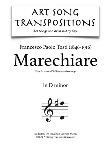 TOSTI: Marechiare (transposed to D minor) (arr. ArtSongTranspositions.com)