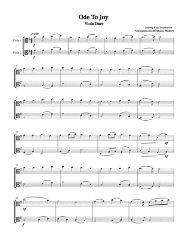 Beethoven´s Ode To Joy Viola Duet (arr. Abraham Maduro)