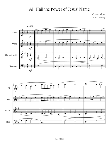 All Hail the Power of Jesus' Name (Woodwind Quartet) (arr. B. C. Dockery)