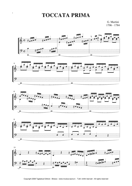 MARTINI G.B. - TOCCATA PRIMA - For organ (arr. Marcello Meneguzzo)
