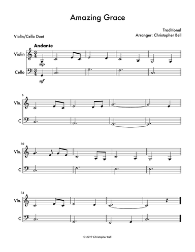 Amazing Grace - Violin/Cello Duet (arr. Silent Home Records)
