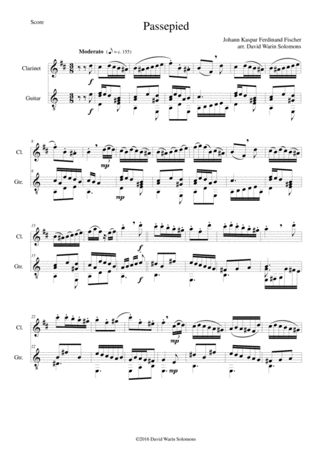 Passepied with variations for clarinet and guitar (arr. David Warin Solomons)
