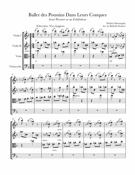 Ballet of the Unhatched Chicks from Pictures at an Exhibition - String Quartet (arr. Maurice Ravel, Belinda Niling Stohner)