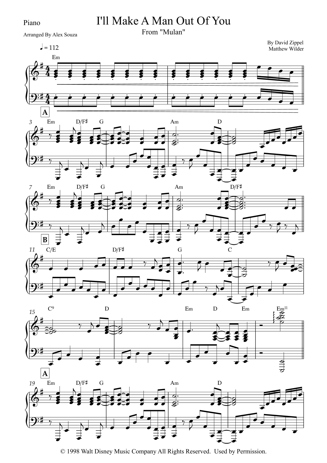 I'll Make A Man Out Of You (arr. Alex Souza)