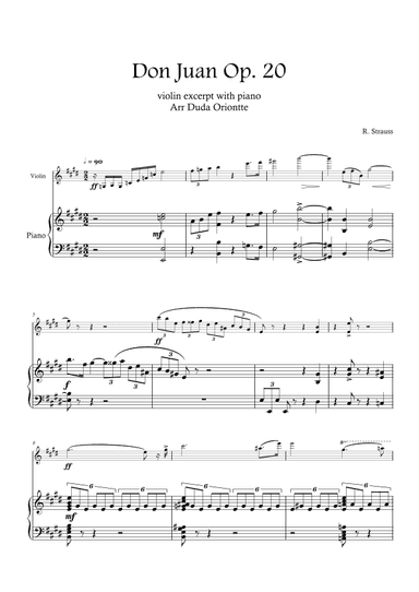Violin I EXCERPT - Strauss - Don Juan op.20 (with PIANO) (arr. Duda Oriontte)