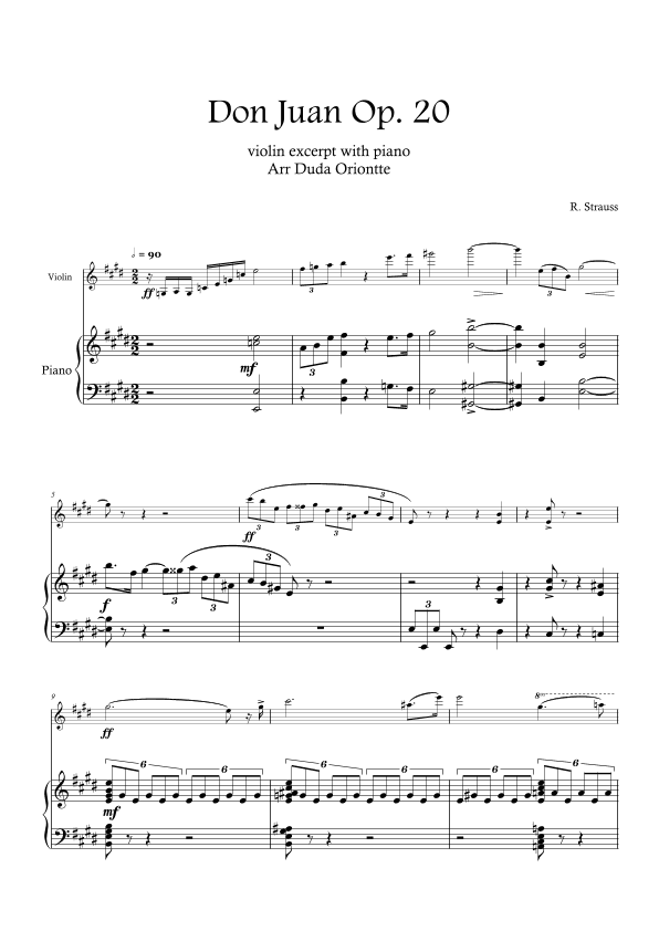 Violin I EXCERPT - Strauss - Don Juan op.20 (with PIANO) (arr. Duda Oriontte)
