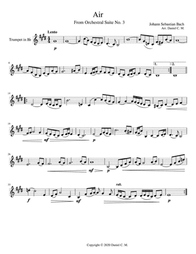 Air for Bb trumpet and piano (simplified) (arr. Daniel C. M.)