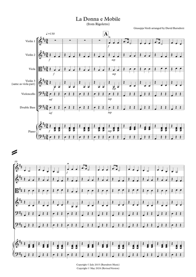 La Donna e Mobile (from Rigoletto) for String Orchestra (arr. David Burndrett)