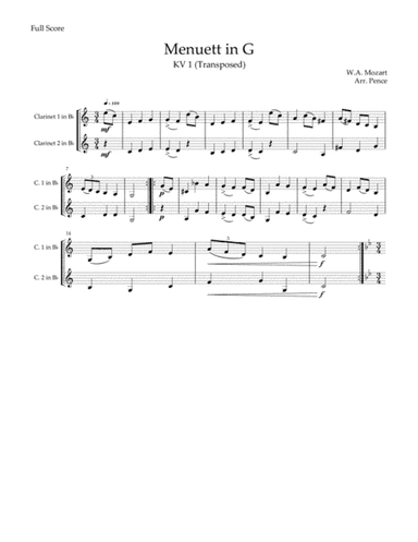 Six Early Mozart Duets for Beginner Clarinets! (KV1-4, 6) (arr. Christopher Pence)