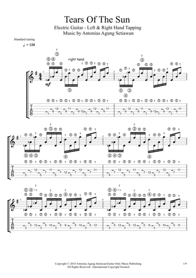 Tears Of The Sun (Electric Guitar - Left & Right Handed Tapping Tablature)