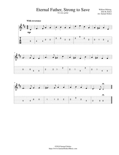 Eternal Father, Strong to Save (The Navy Hymn) - for easy guitar with TAB (arr. Samuel Stokes)