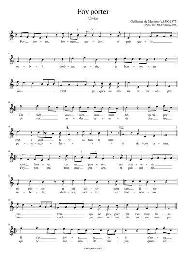 Foy porter (arr. Early Music Scores)
