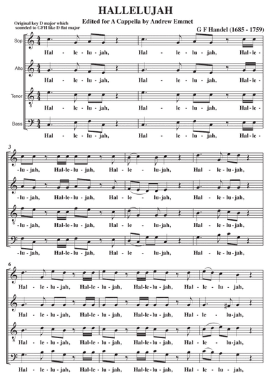 Hallelujah (Handel) A Cappella SATB (arr. Edited by Andrew Emmet)