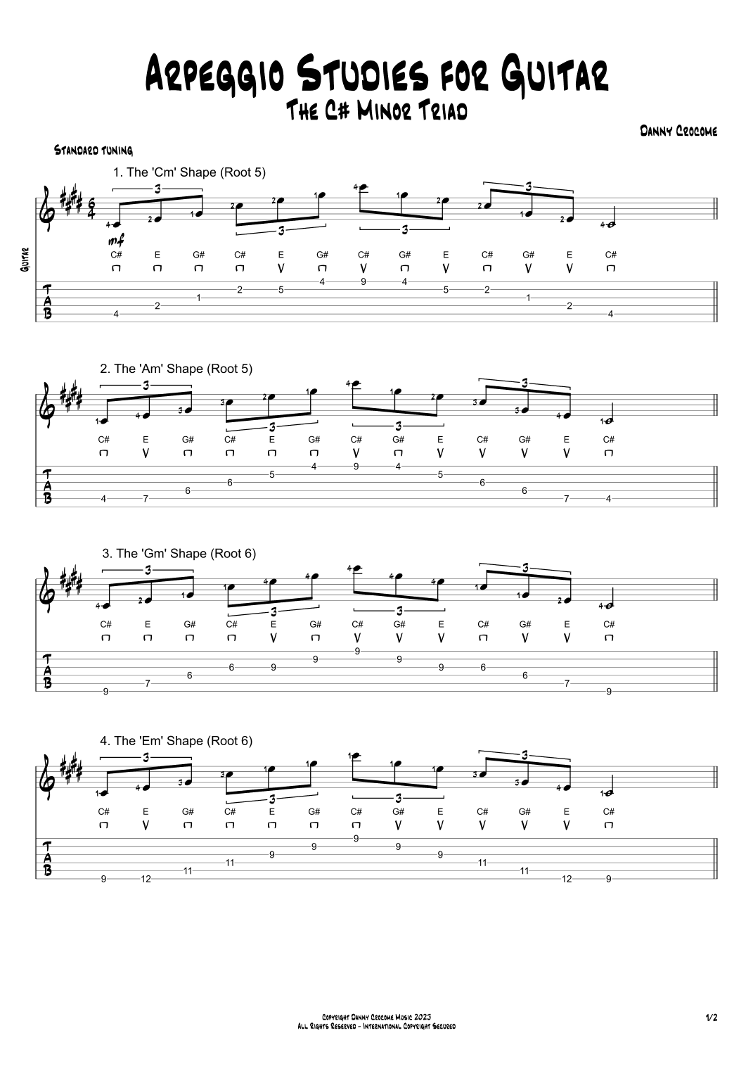 Arpeggio Studies for Guitar - The C# Minor Triad