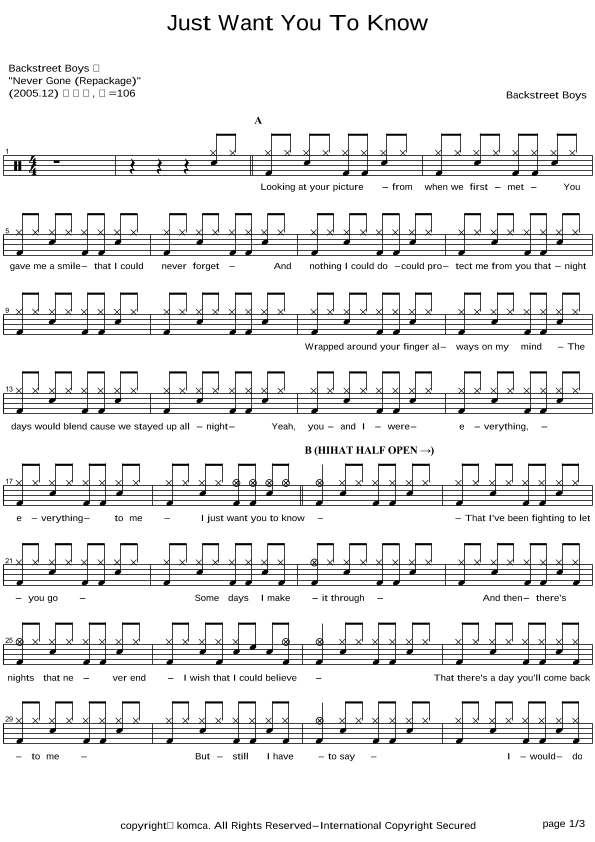 Just Want You To Know (arr. COPYDRUM)