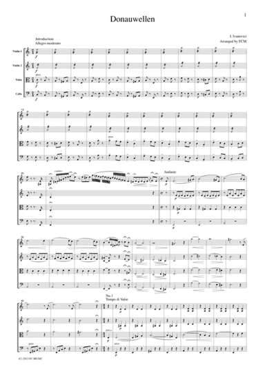 Ivanovici Donauwellen, for string quartet, CI001 (arr. FCMUSIC)