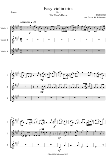 The Waxie's Dargle (The girl I left behind me) for violin trio (arr. David Warin Solomons)