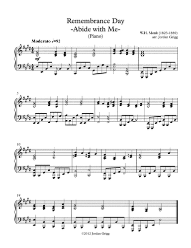 Remembrance Day 'Abide with Me' (Piano) (arr. Jordan Grigg)
