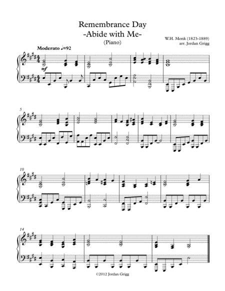 Remembrance Day 'Abide with Me' (Piano) (arr. Jordan Grigg)