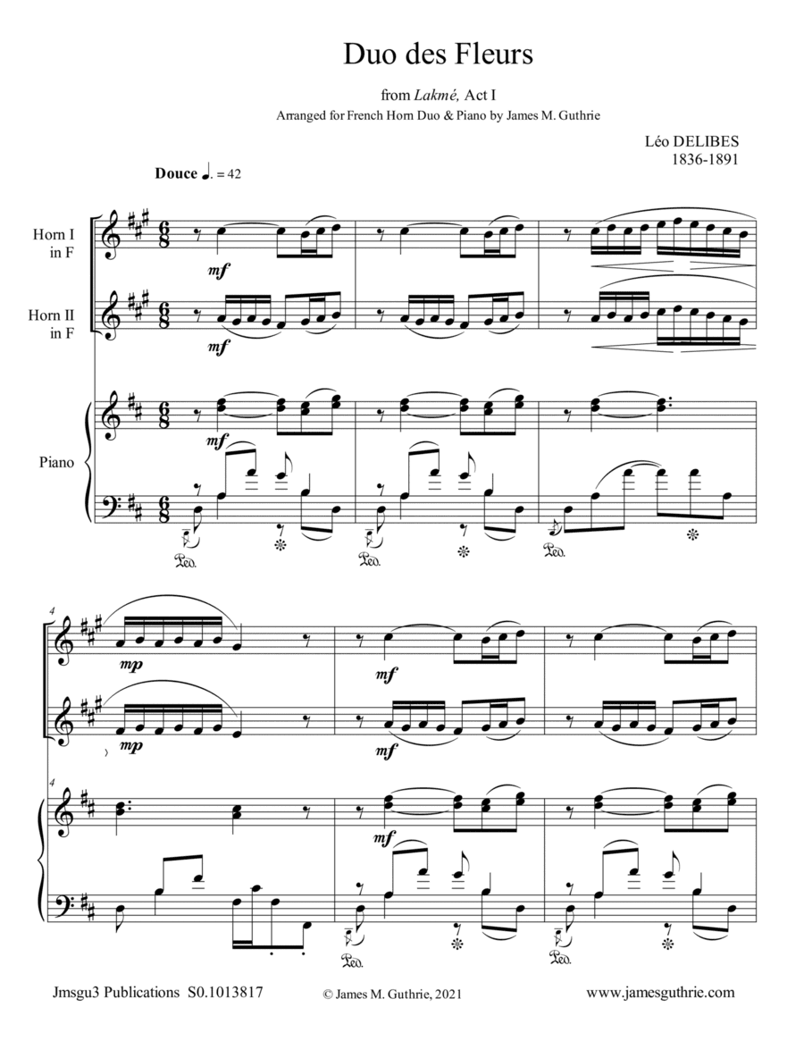 Delibes: Duo des Fleurs for French Horn Duo (arr. James M. Guthrie)