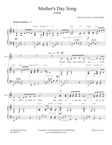 Mother's Day Song SATB