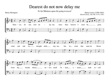 Dearest do not now delay me (arr. Early Music Scores)