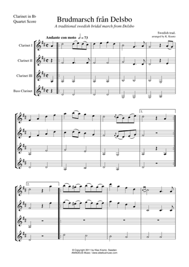 Brudmarsch fran Delsbo for clarinet quartet (arr. Klas Krantz)