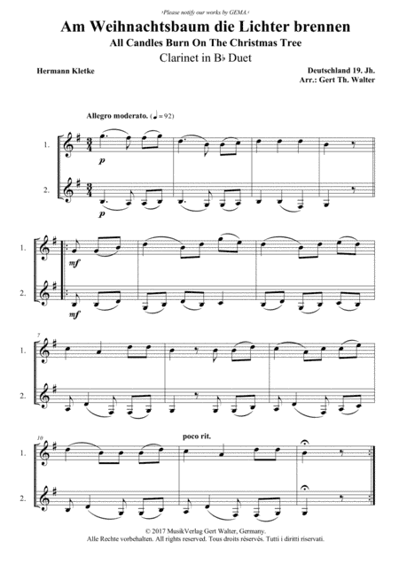 All Candles Burn On The Christmas Tree (arr. Gert Th. Walter)