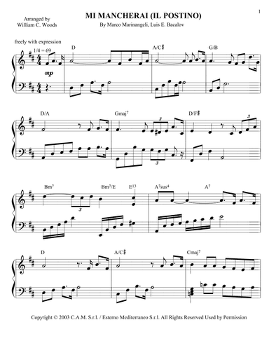 Mi Mancherai (arr. William C. Woods)