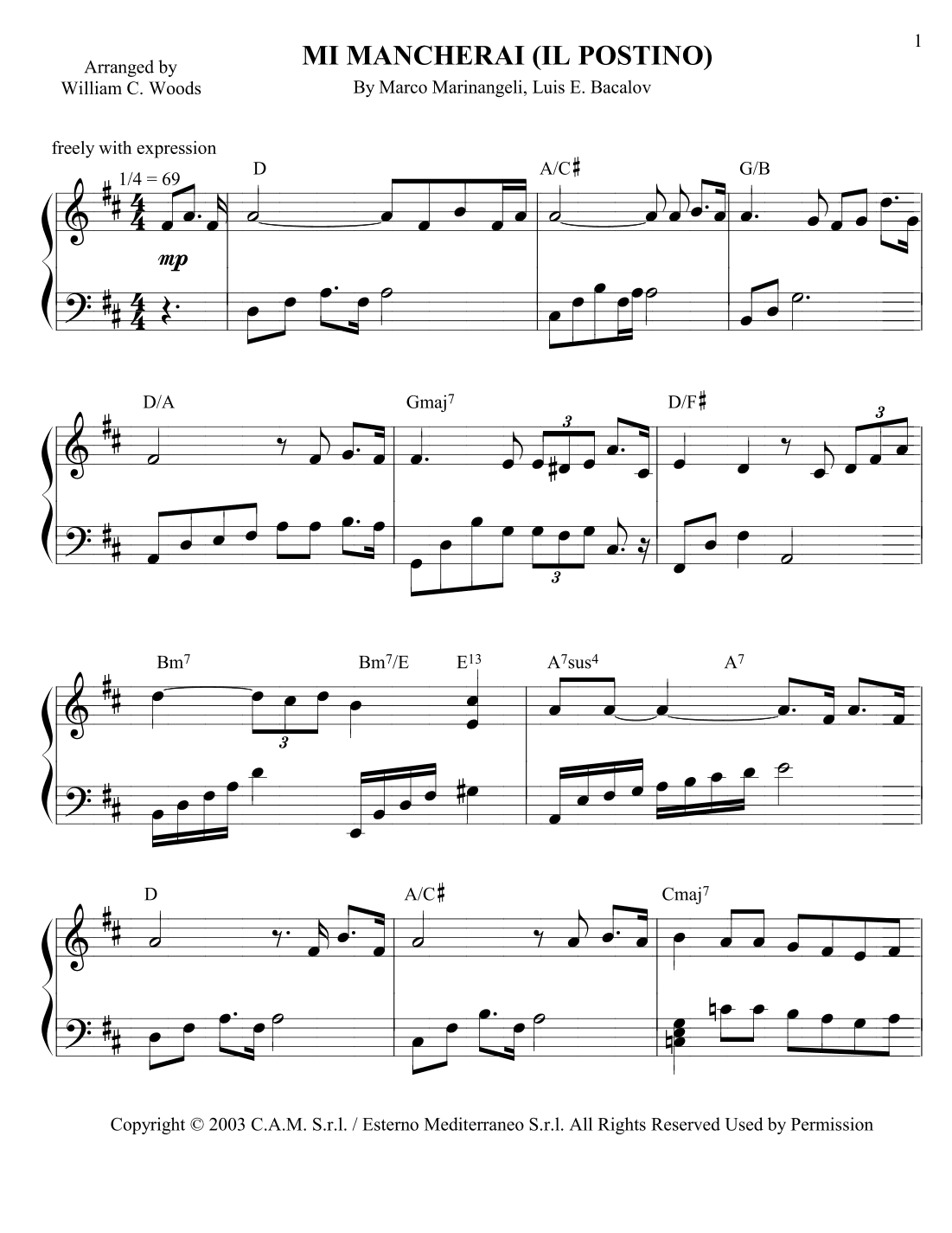 Mi Mancherai (arr. William C. Woods)