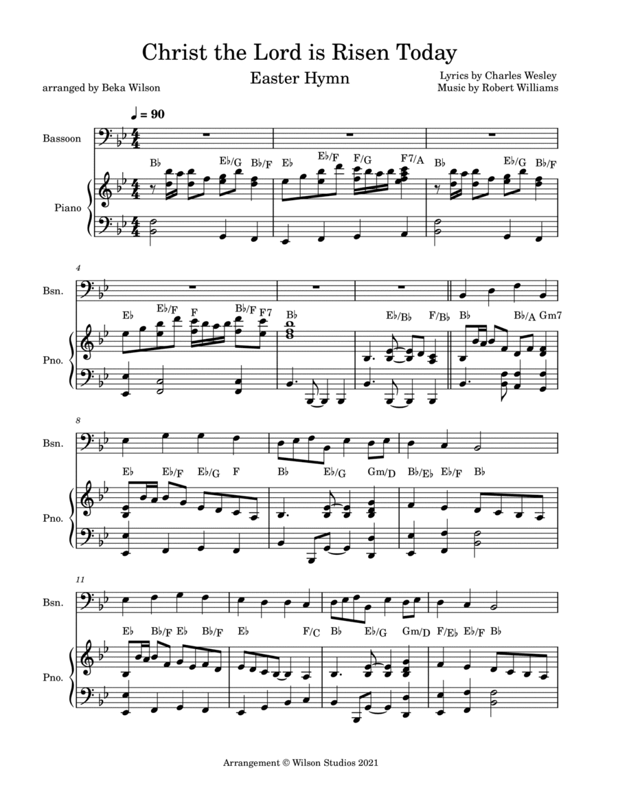 Christ the Lord is Risen Today--bassoon solo (arr. Beka Wilson)