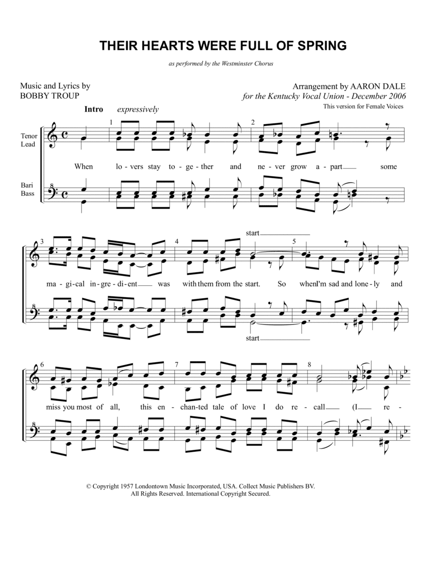 Their Hearts Were Full Of Spring (arr. Aaron Dale)