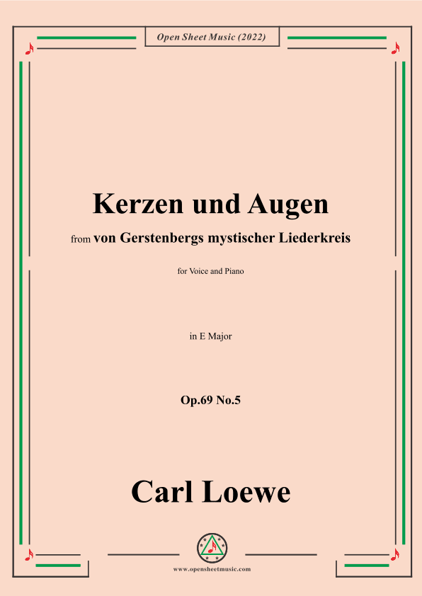 Loewe-Kerzen und Augen,Op.69 No.5,in E Major (arr. OSM Press)