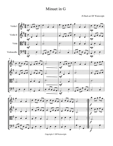 Minuet in G (arr. David F Wainwright)