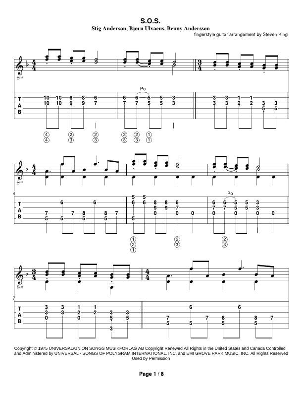 S.o.s. (arr. Steven Michael King)