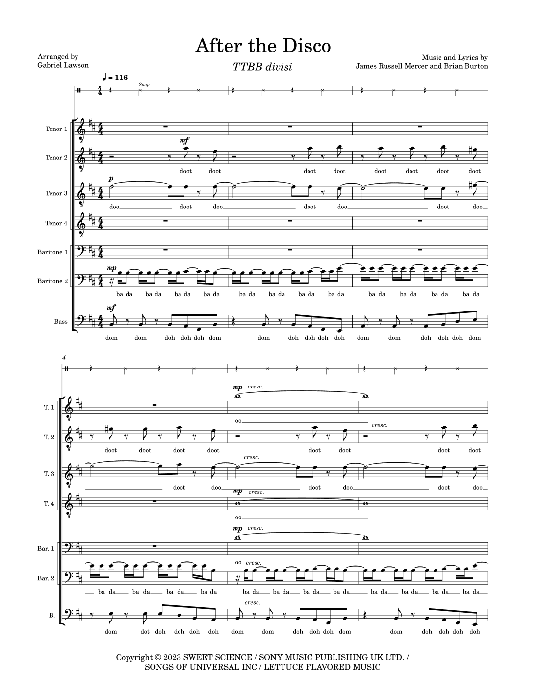 After The Disco (arr. Gabriel Lawson)