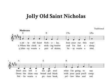 Jolly Old Saint Nicholas - Lead Sheet (E Major) (arr. Yuri Noronha)
