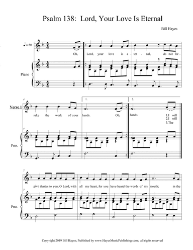Psalm 138:  Lord, Your Love Is Eternal - piano/vocal