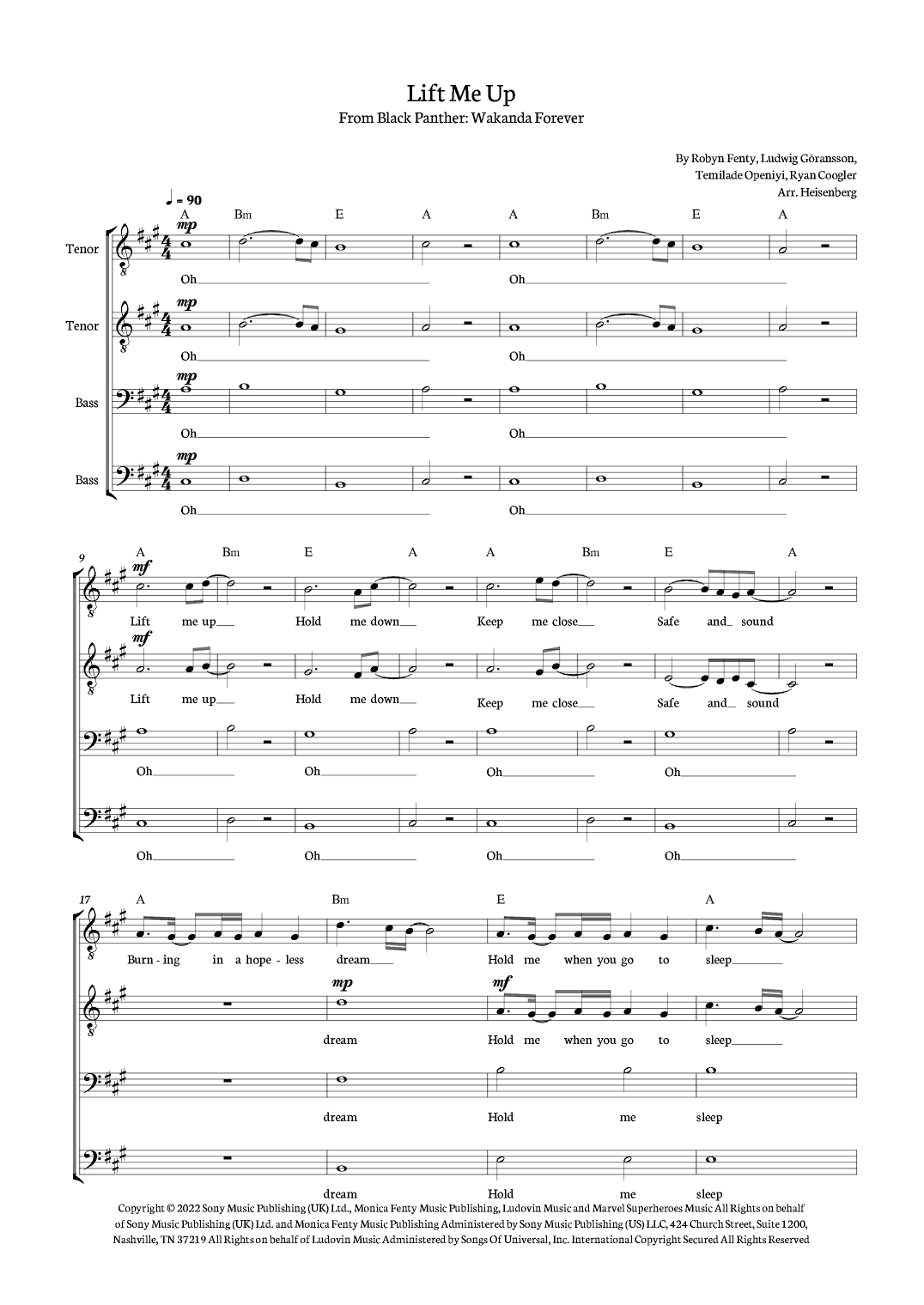 Lift Me Up (arr. Heisenberg)