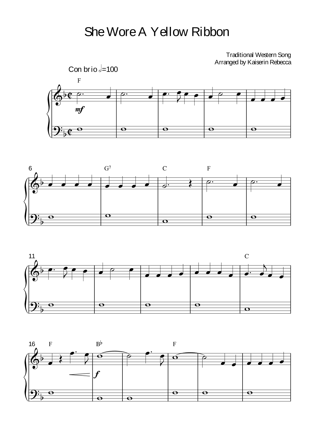 She Wore A Yellow Ribbon (arr. Kaiserin Rebecca)