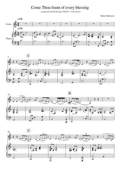 Come Thou fount of every blessing (piano & violin) (arr. David Kocijan)