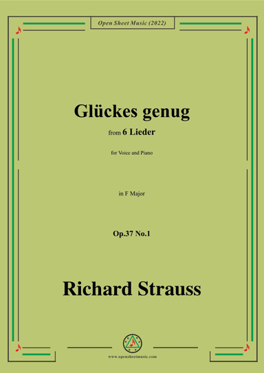 Richard Strauss-Glückes genug,in F Major,Op.37 No.1 (arr. OSM Press)